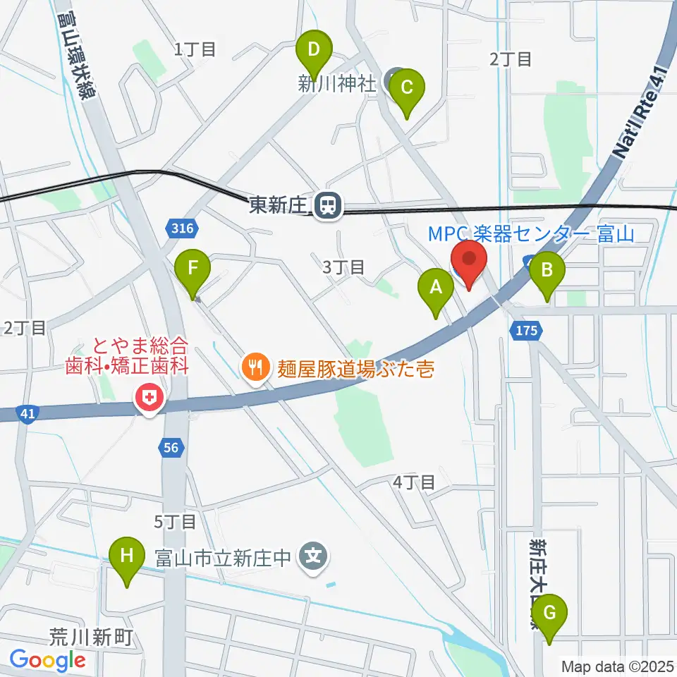 MPC楽器センター富山周辺の駐車場・コインパーキング一覧地図