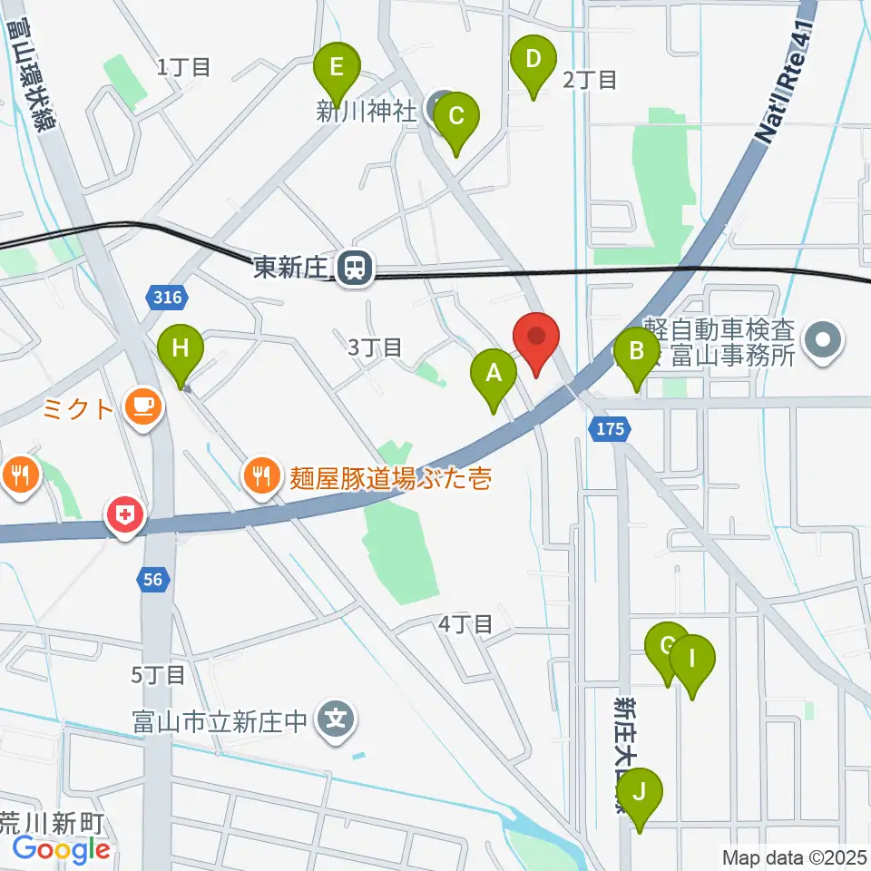 MPC楽器センター富山周辺の駐車場・コインパーキング一覧地図