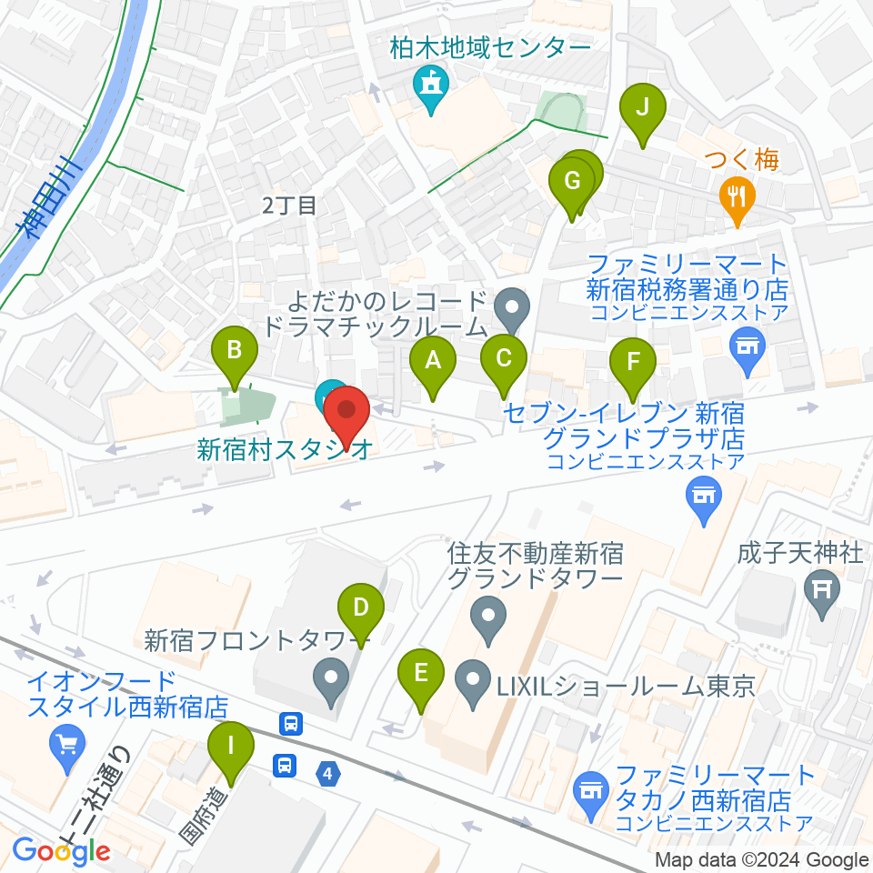 新宿村スタジオ周辺の駐車場・コインパーキング一覧地図