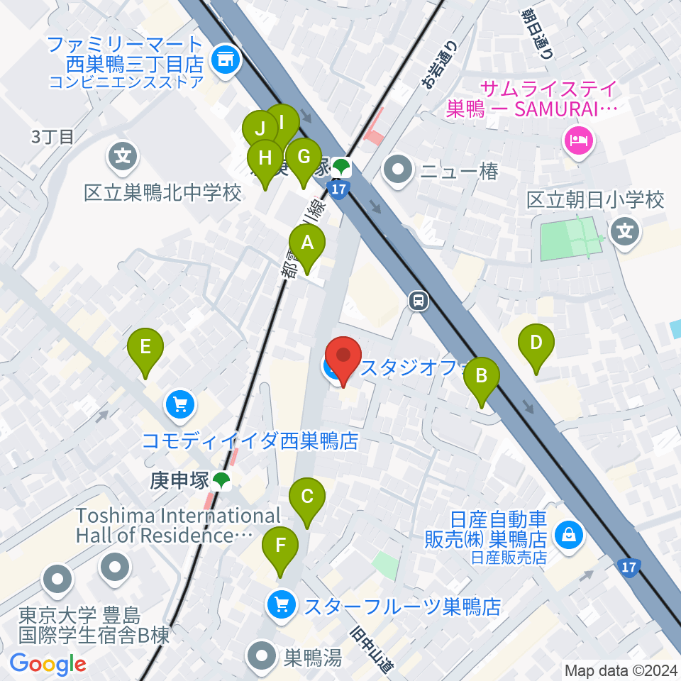 スタジオフォー周辺の駐車場・コインパーキング一覧地図