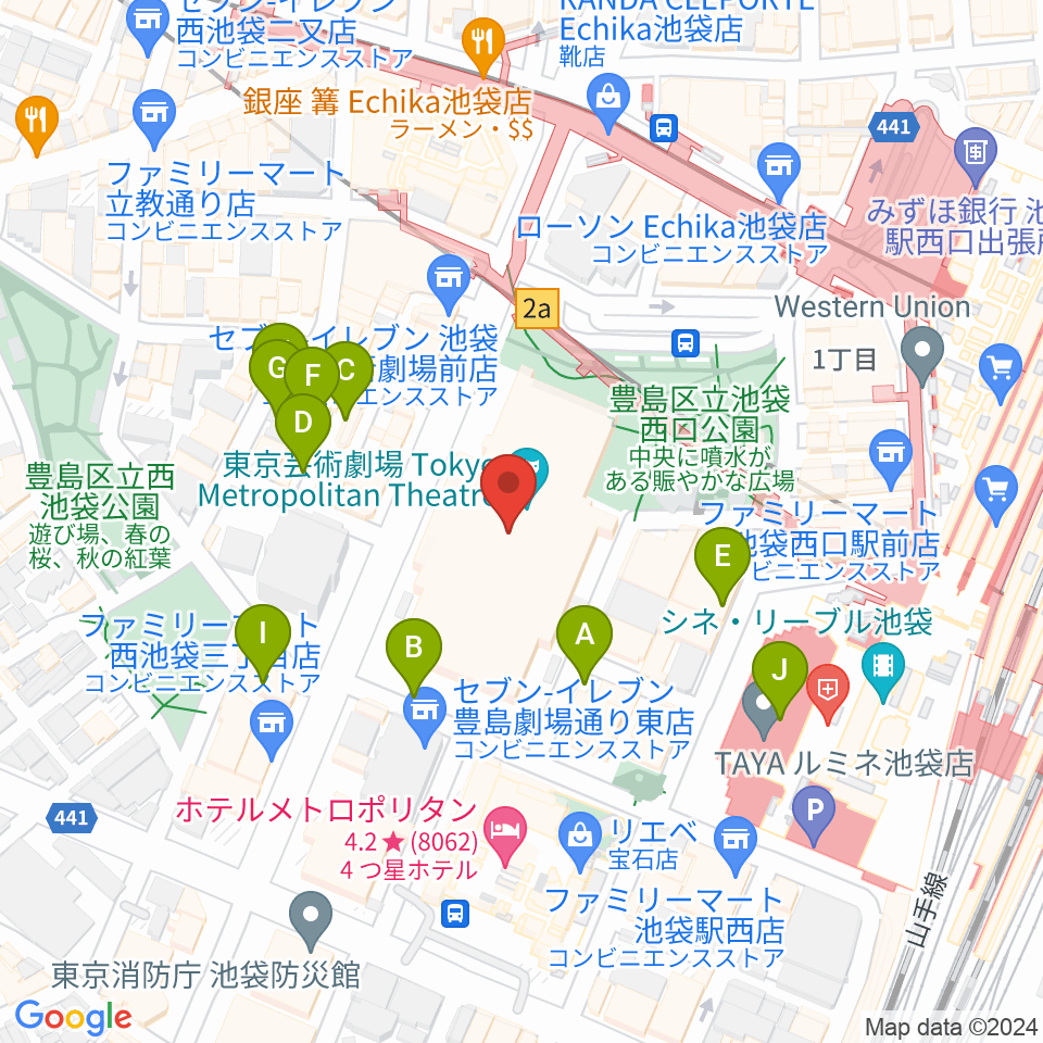 東京芸術劇場周辺の駐車場・コインパーキング一覧地図