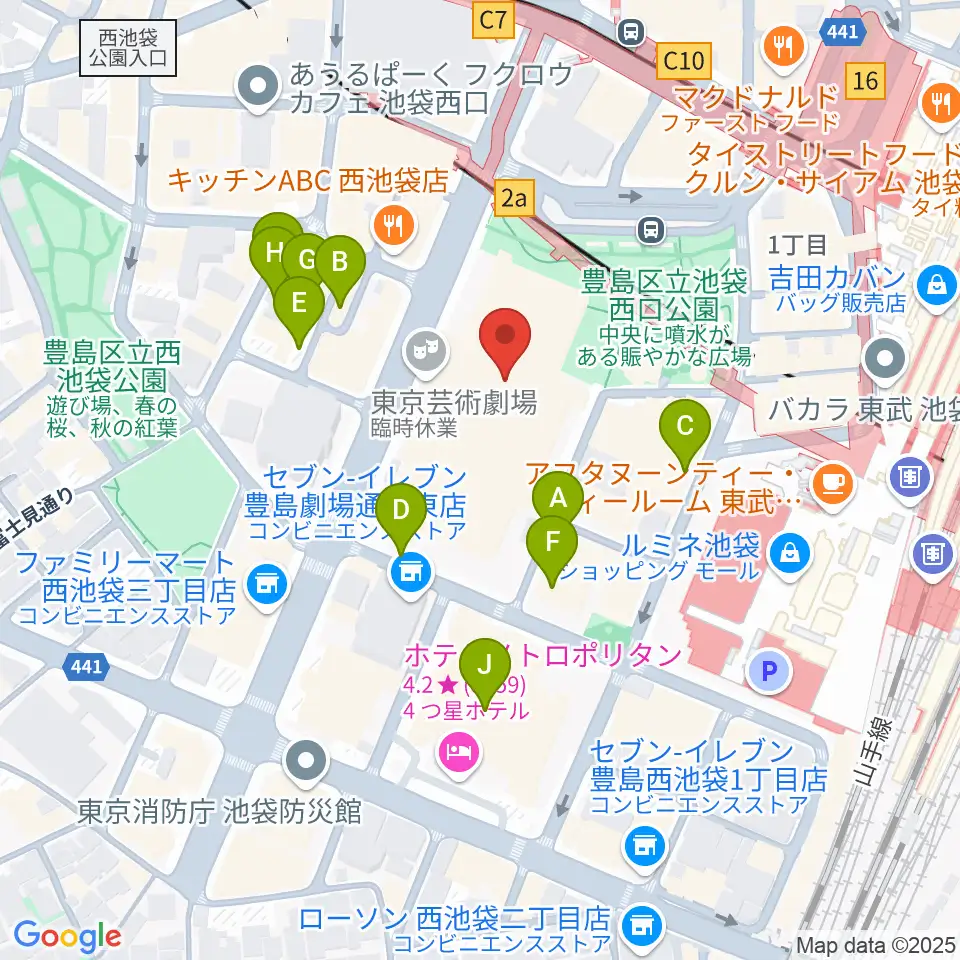 東京芸術劇場周辺の駐車場・コインパーキング一覧地図