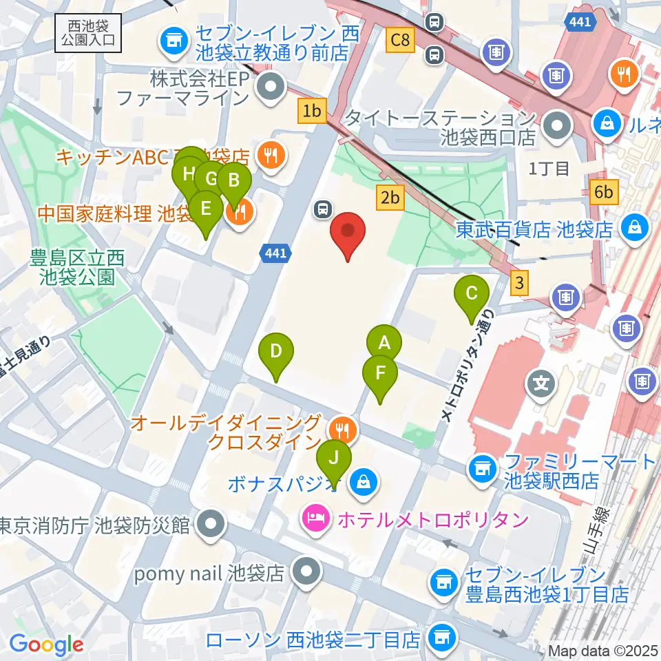 東京芸術劇場周辺の駐車場・コインパーキング一覧地図