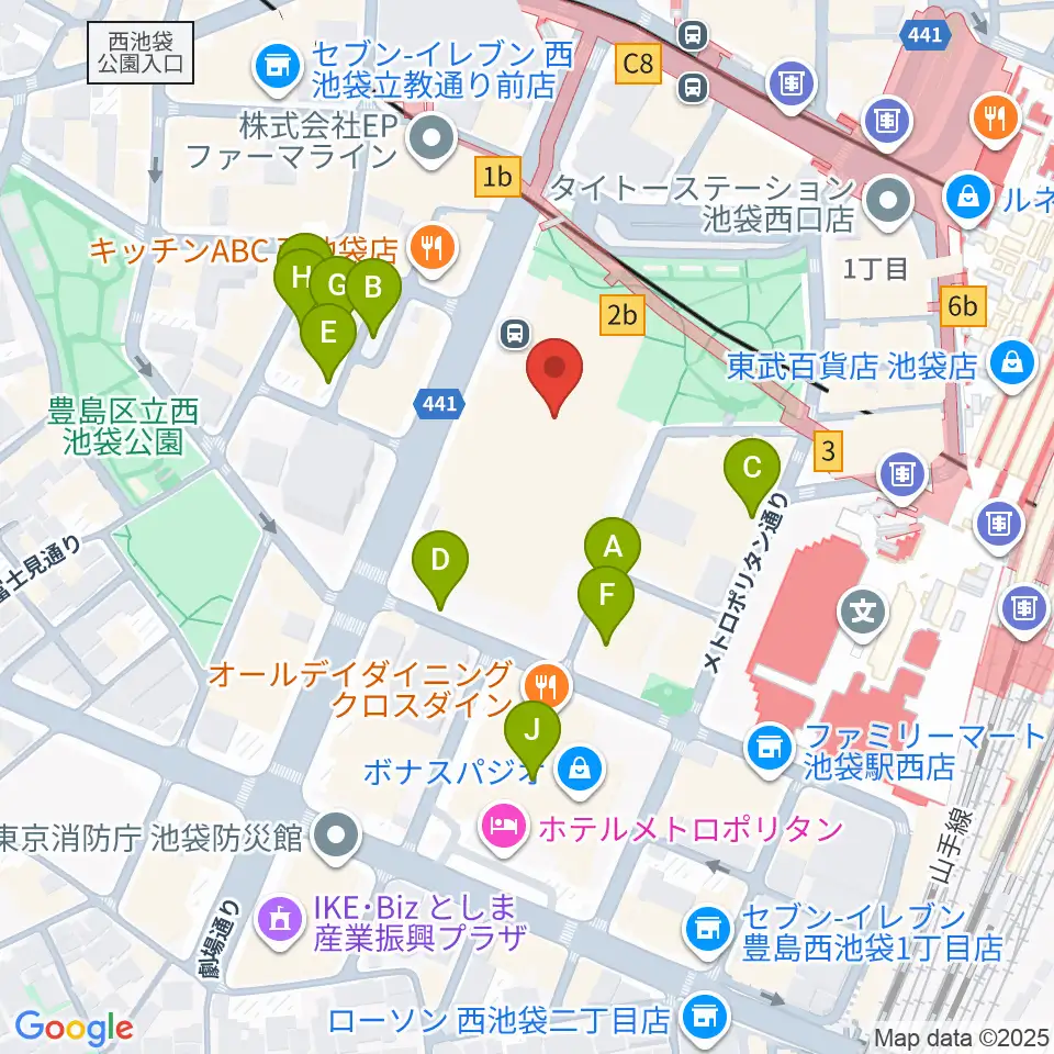 東京芸術劇場周辺の駐車場・コインパーキング一覧地図