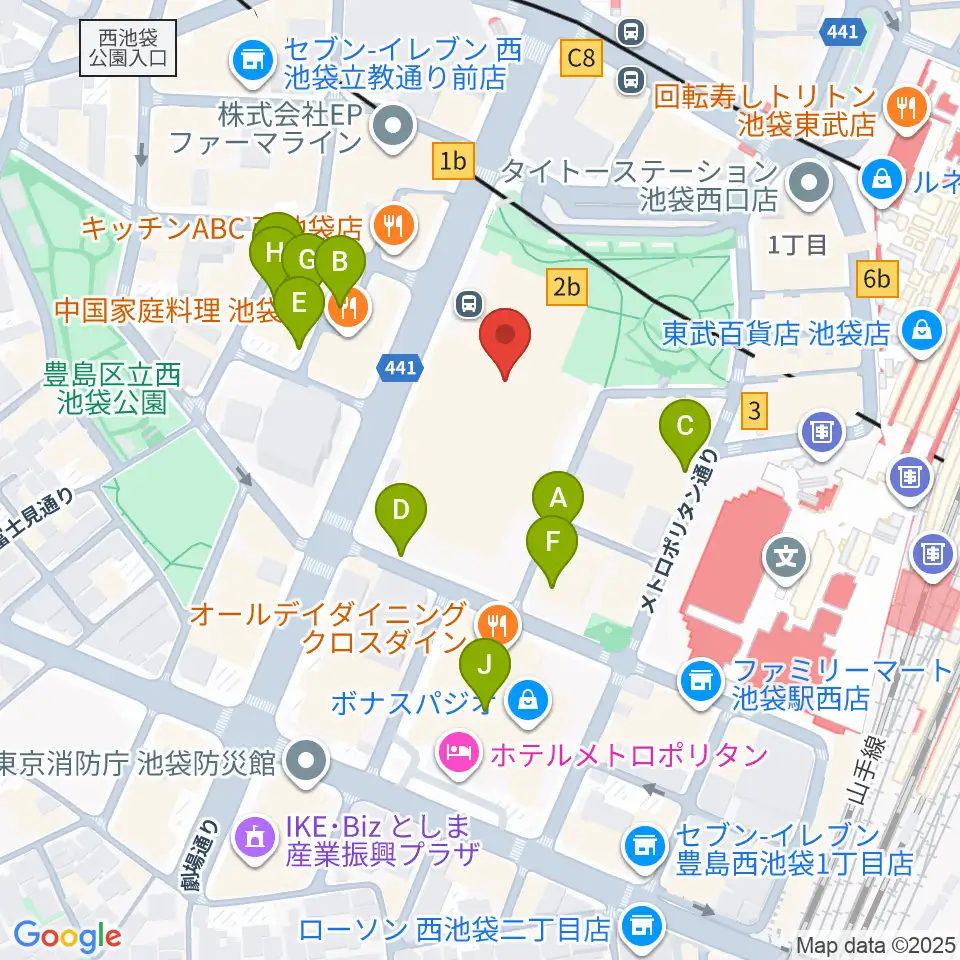 東京芸術劇場周辺の駐車場・コインパーキング一覧地図