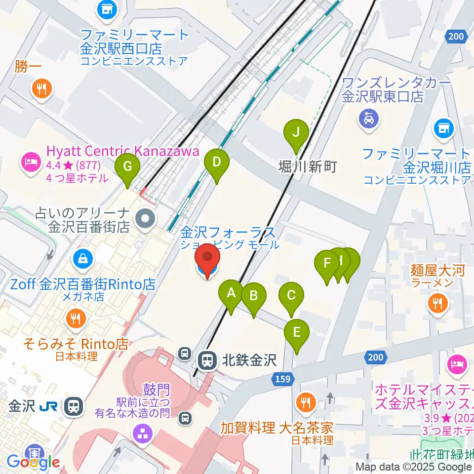島村楽器 金沢フォーラス店周辺の駐車場・コインパーキング一覧地図