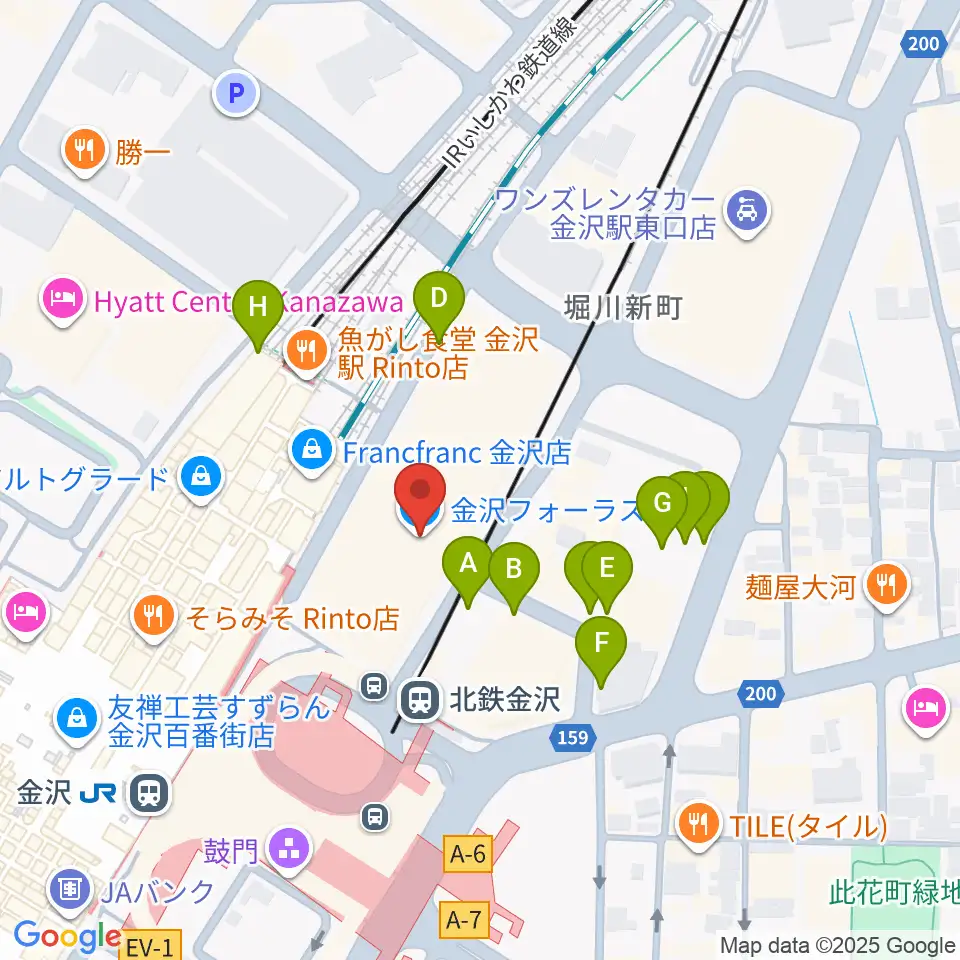 島村楽器 金沢フォーラス店周辺の駐車場・コインパーキング一覧地図
