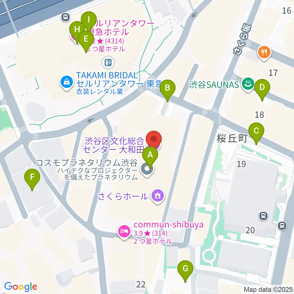 渋谷区文化総合センター大和田周辺の駐車場・コインパーキング一覧地図