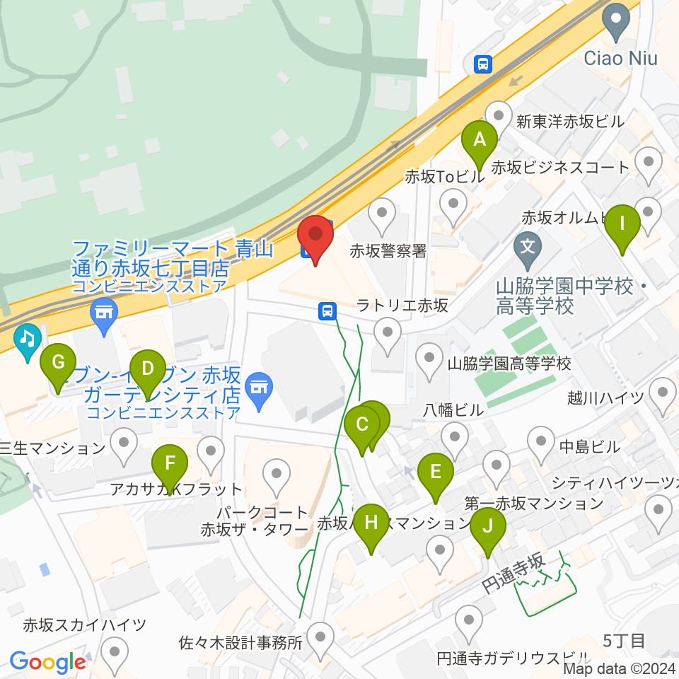 赤坂区民センター周辺の駐車場・コインパーキング一覧地図