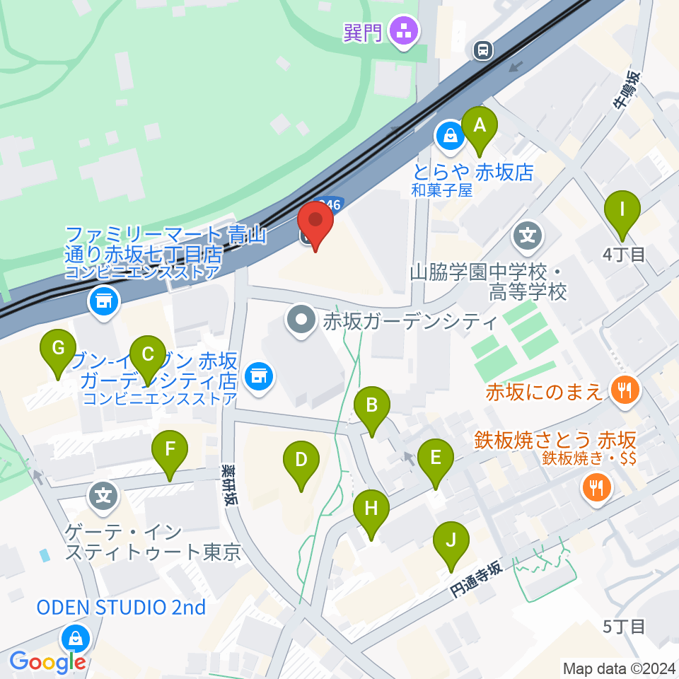 赤坂区民センター周辺の駐車場・コインパーキング一覧地図