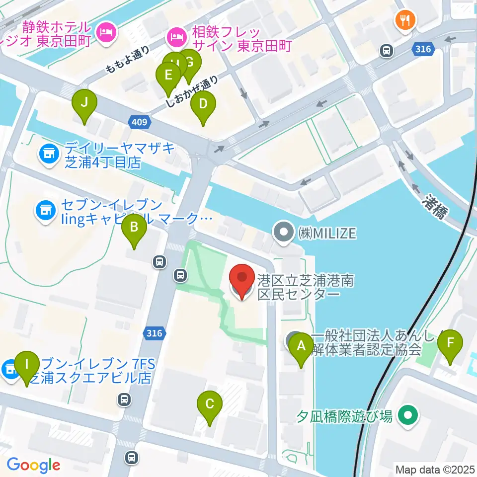 芝浦港南区民センター周辺の駐車場・コインパーキング一覧地図