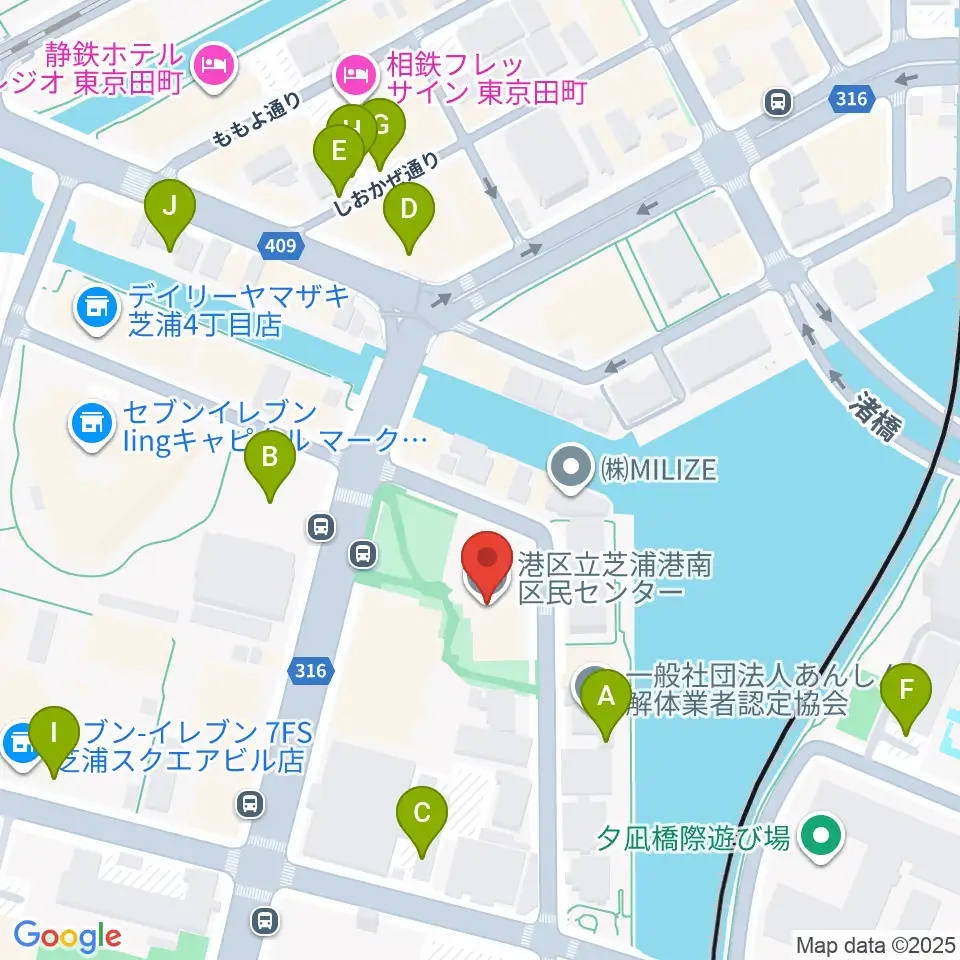 芝浦港南区民センター周辺の駐車場・コインパーキング一覧地図