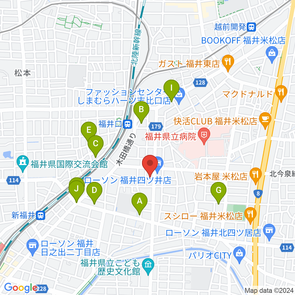MPC楽器センター福井周辺の駐車場・コインパーキング一覧地図