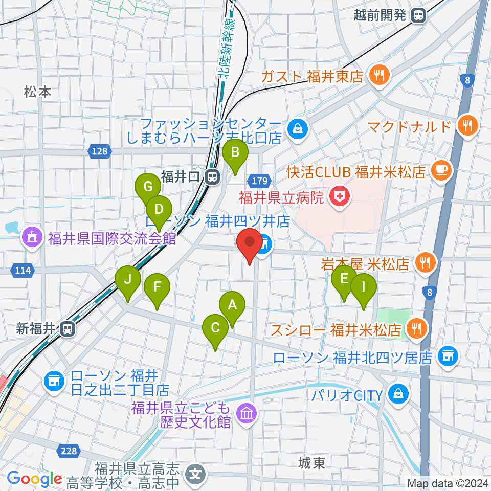 MPC楽器センター福井周辺の駐車場・コインパーキング一覧地図