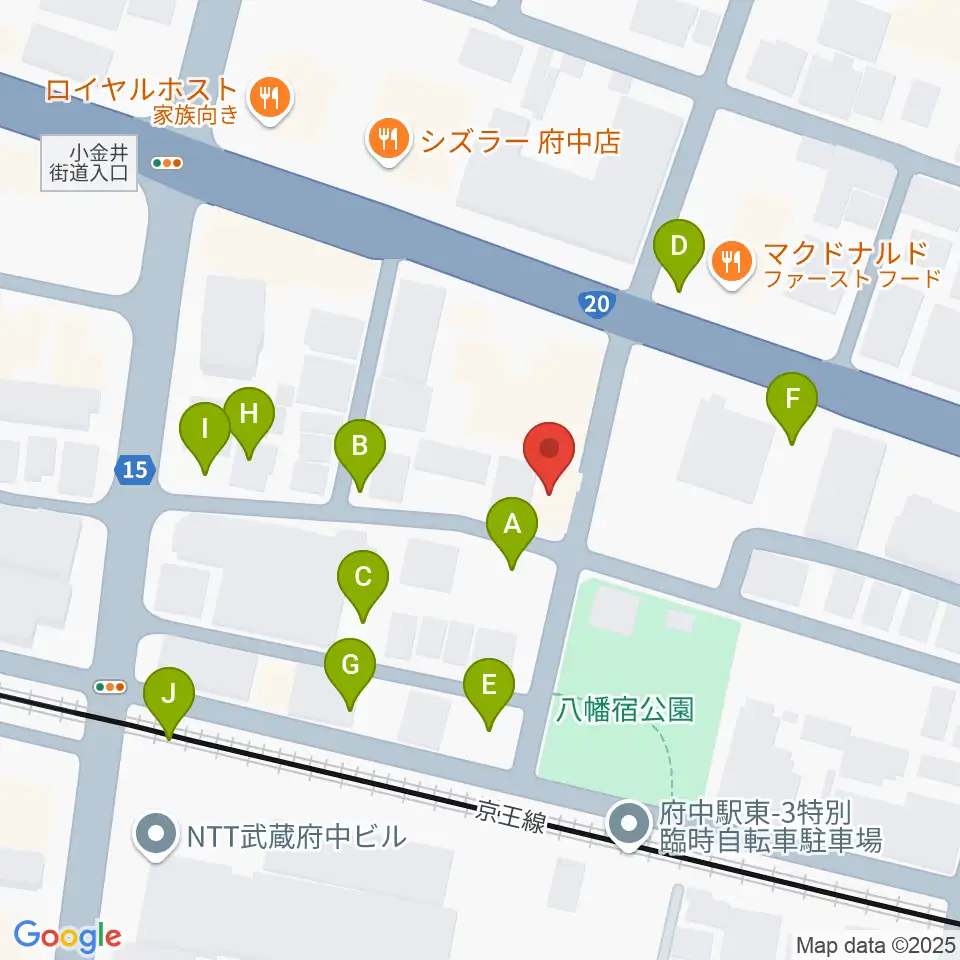 府中スタジオフライト周辺の駐車場・コインパーキング一覧地図