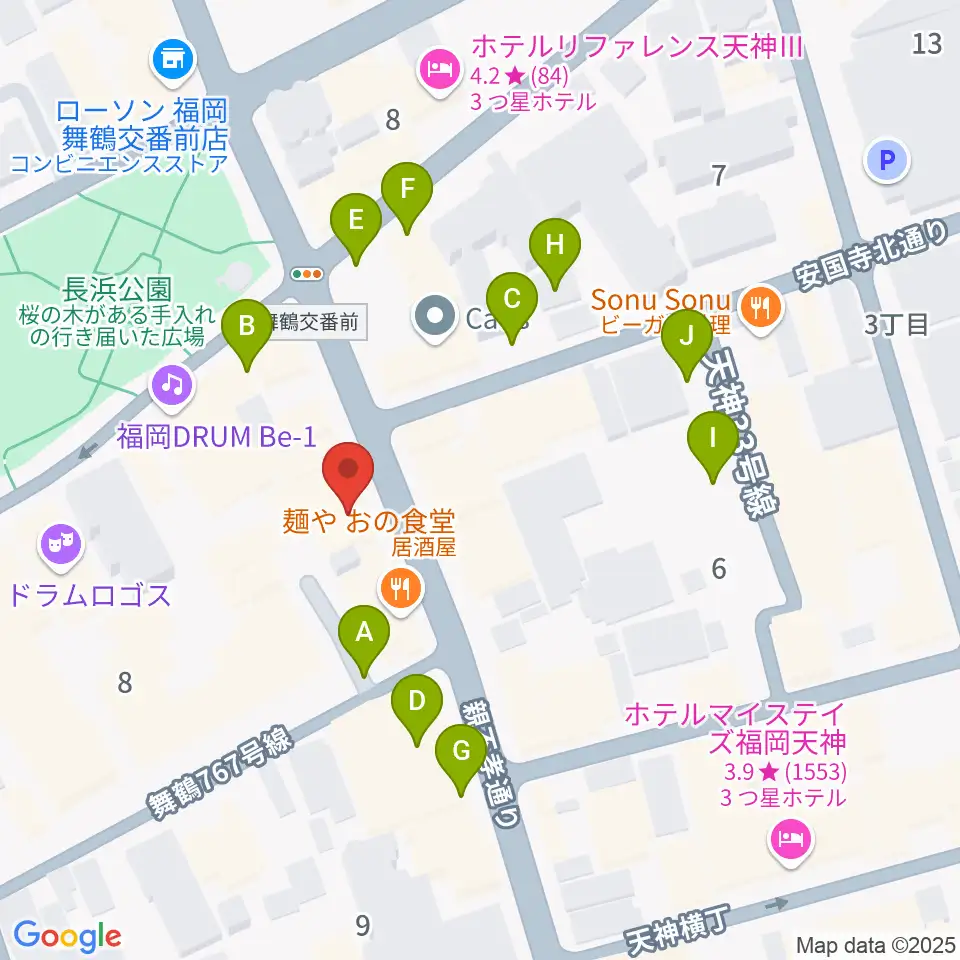 天神ブードゥーラウンジ周辺の駐車場・コインパーキング一覧地図