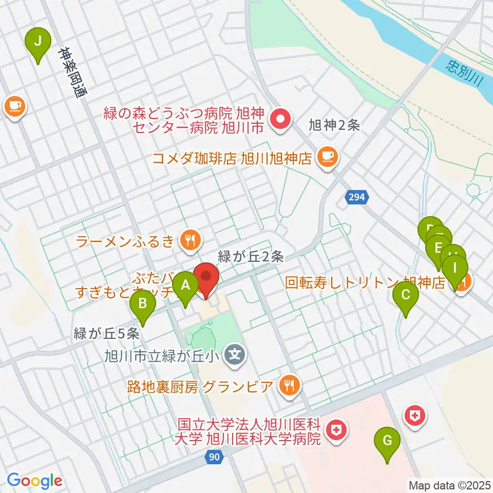 ローランド音楽教室旭川緑が丘校周辺の駐車場・コインパーキング一覧地図