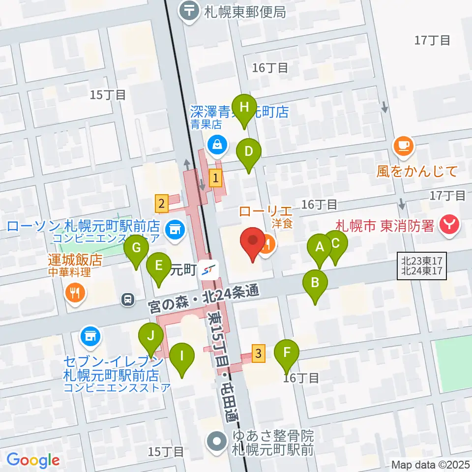 ローランドミュージックスクール札幌元町校周辺の駐車場・コインパーキング一覧地図