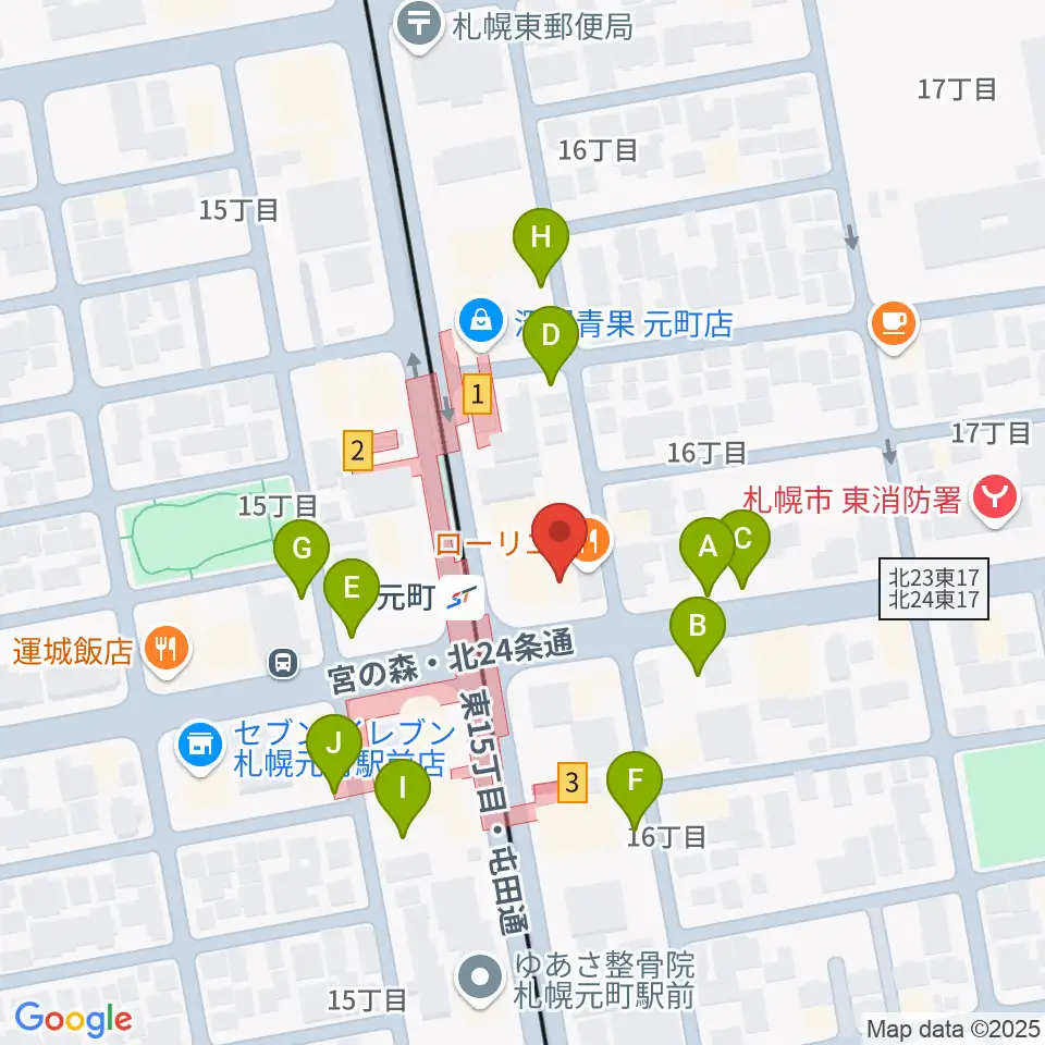 ローランドミュージックスクール札幌元町校周辺の駐車場・コインパーキング一覧地図
