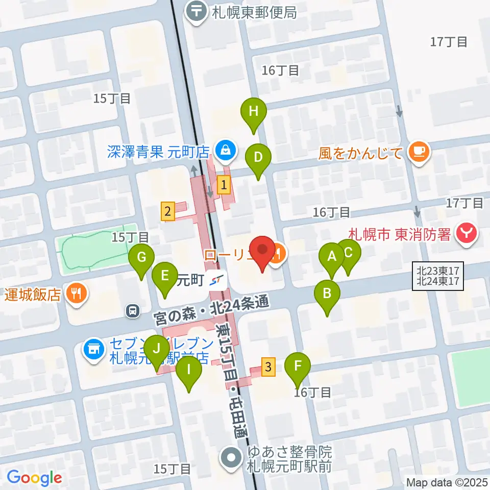 ローランドミュージックスクール札幌元町校周辺の駐車場・コインパーキング一覧地図