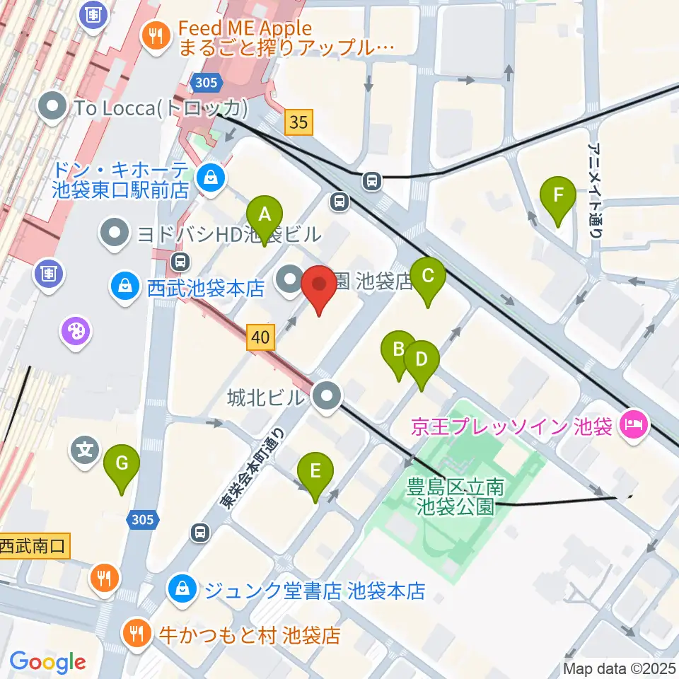 ヤマハミュージック 池袋店周辺の駐車場・コインパーキング一覧地図