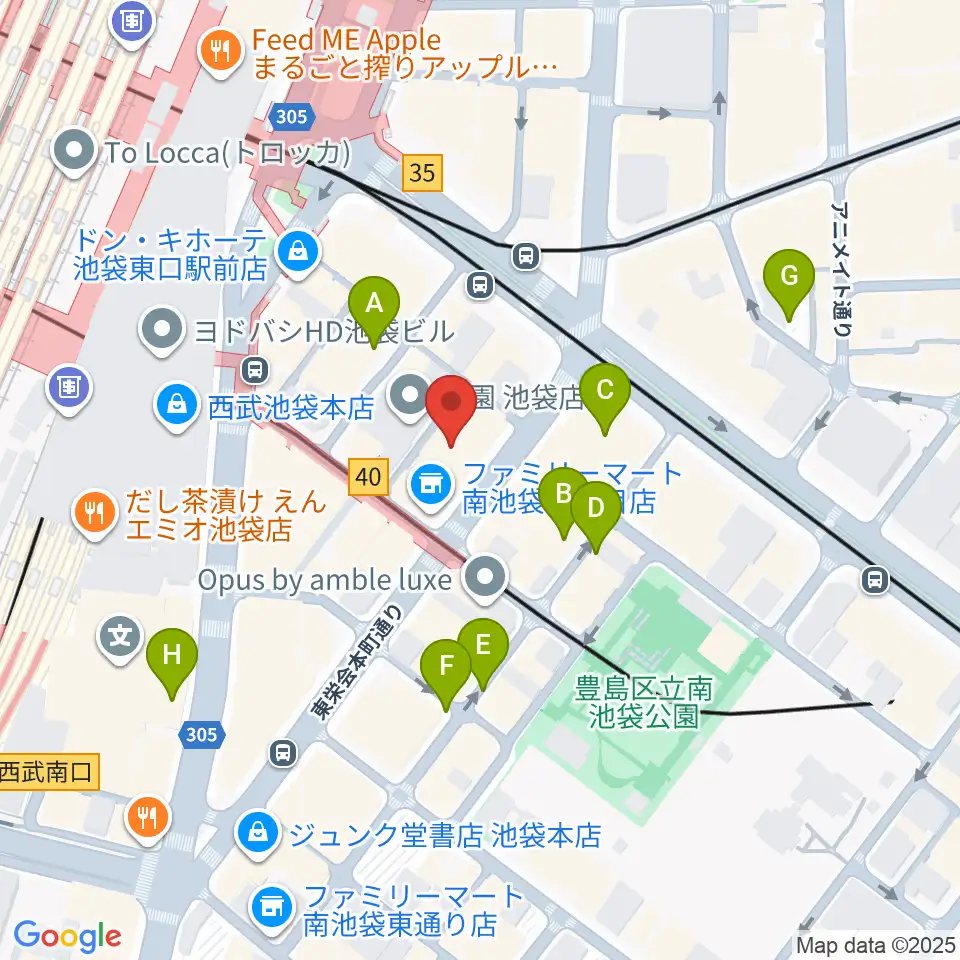 ヤマハミュージック 池袋店周辺の駐車場・コインパーキング一覧地図
