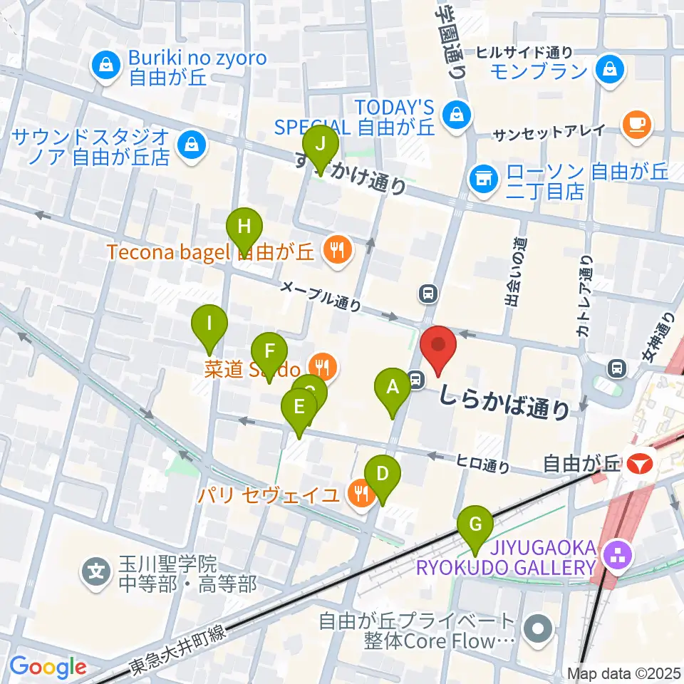 ミュージックアベニュー自由が丘 ヤマハミュージック周辺の駐車場・コインパーキング一覧地図