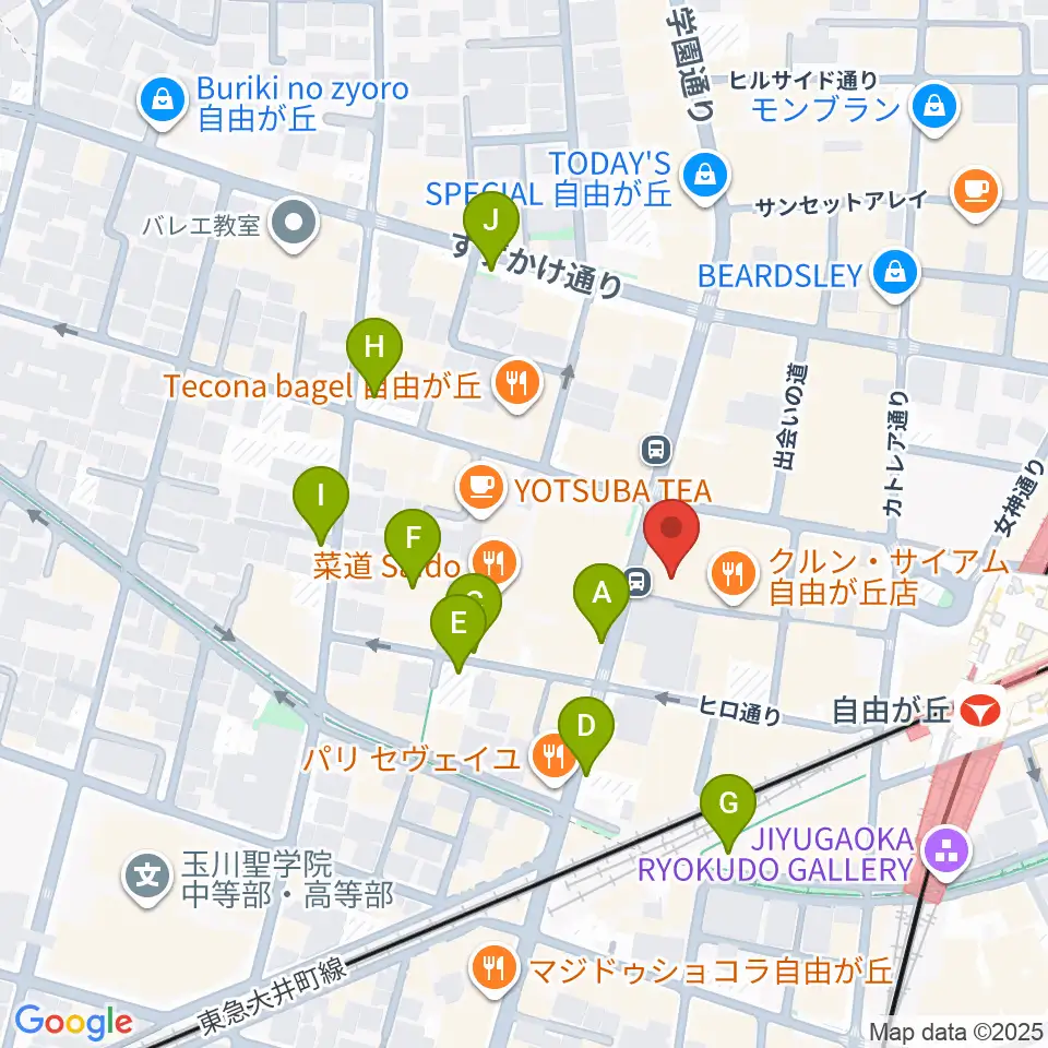 ミュージックアベニュー自由が丘 ヤマハミュージック周辺の駐車場・コインパーキング一覧地図