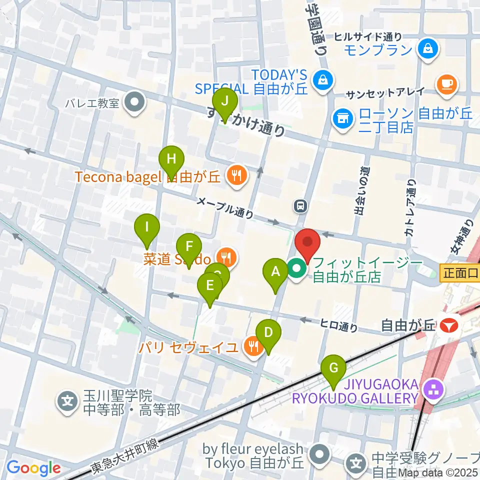 ミュージックアベニュー自由が丘 ヤマハミュージック周辺の駐車場・コインパーキング一覧地図