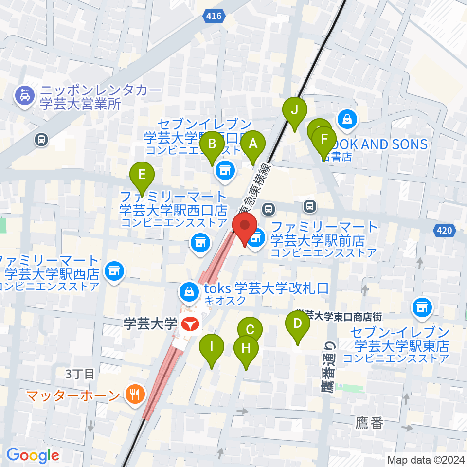 学芸大学センター ヤマハミュージック周辺の駐車場・コインパーキング一覧地図