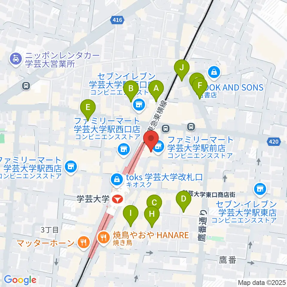 学芸大学センター ヤマハミュージック周辺の駐車場・コインパーキング一覧地図