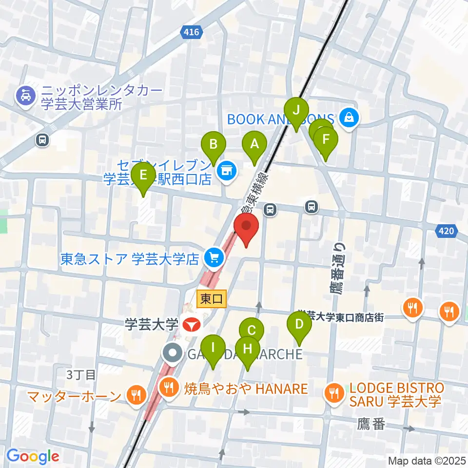 学芸大学センター ヤマハミュージック周辺の駐車場・コインパーキング一覧地図
