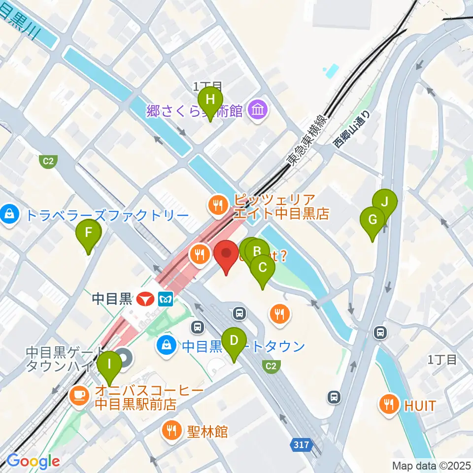 中目黒音楽センター ヤマハミュージック周辺の駐車場・コインパーキング一覧地図