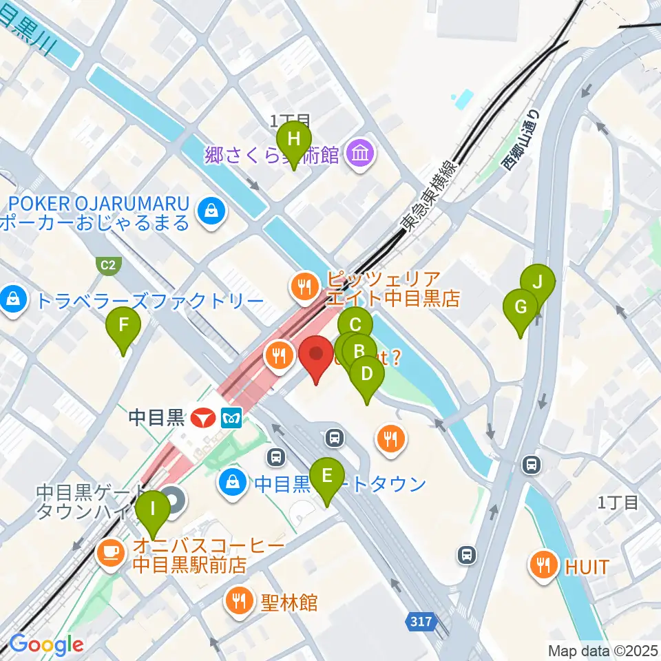 中目黒音楽センター ヤマハミュージック周辺の駐車場・コインパーキング一覧地図