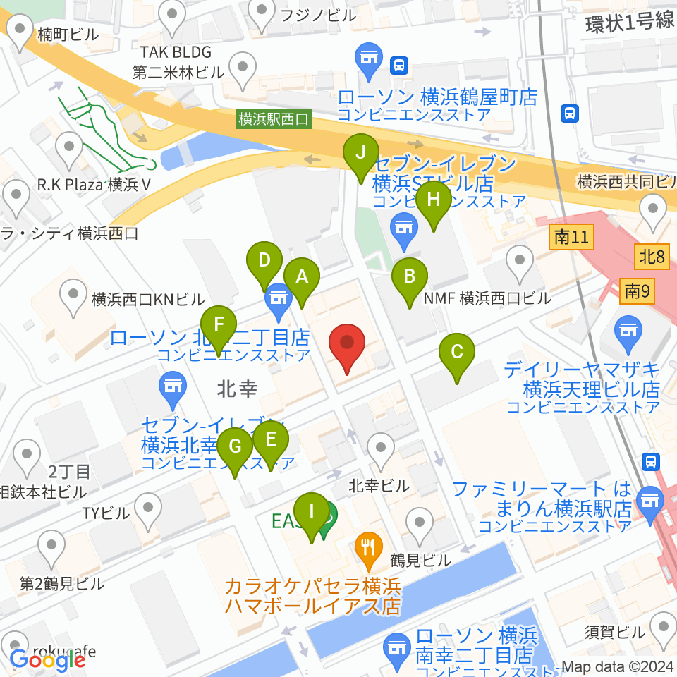 横浜センター ヤマハミュージック周辺の駐車場・コインパーキング一覧地図