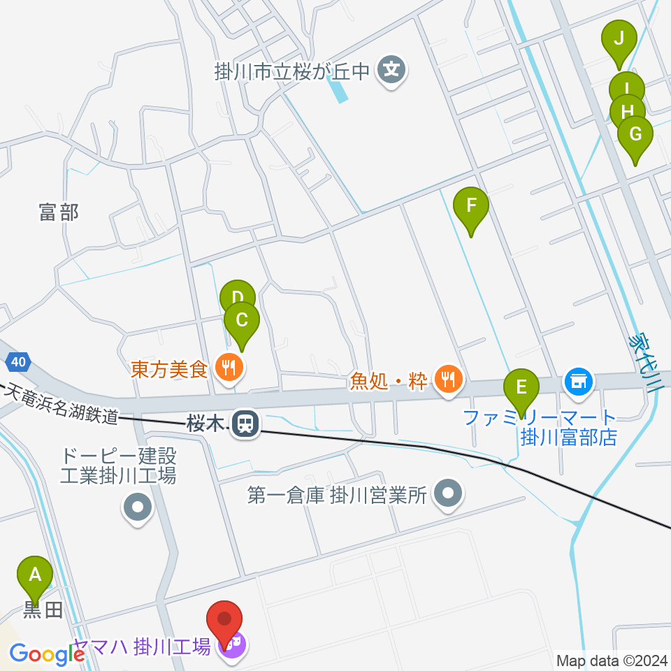 ヤマハピアノサービス掛川センター周辺の駐車場・コインパーキング一覧地図