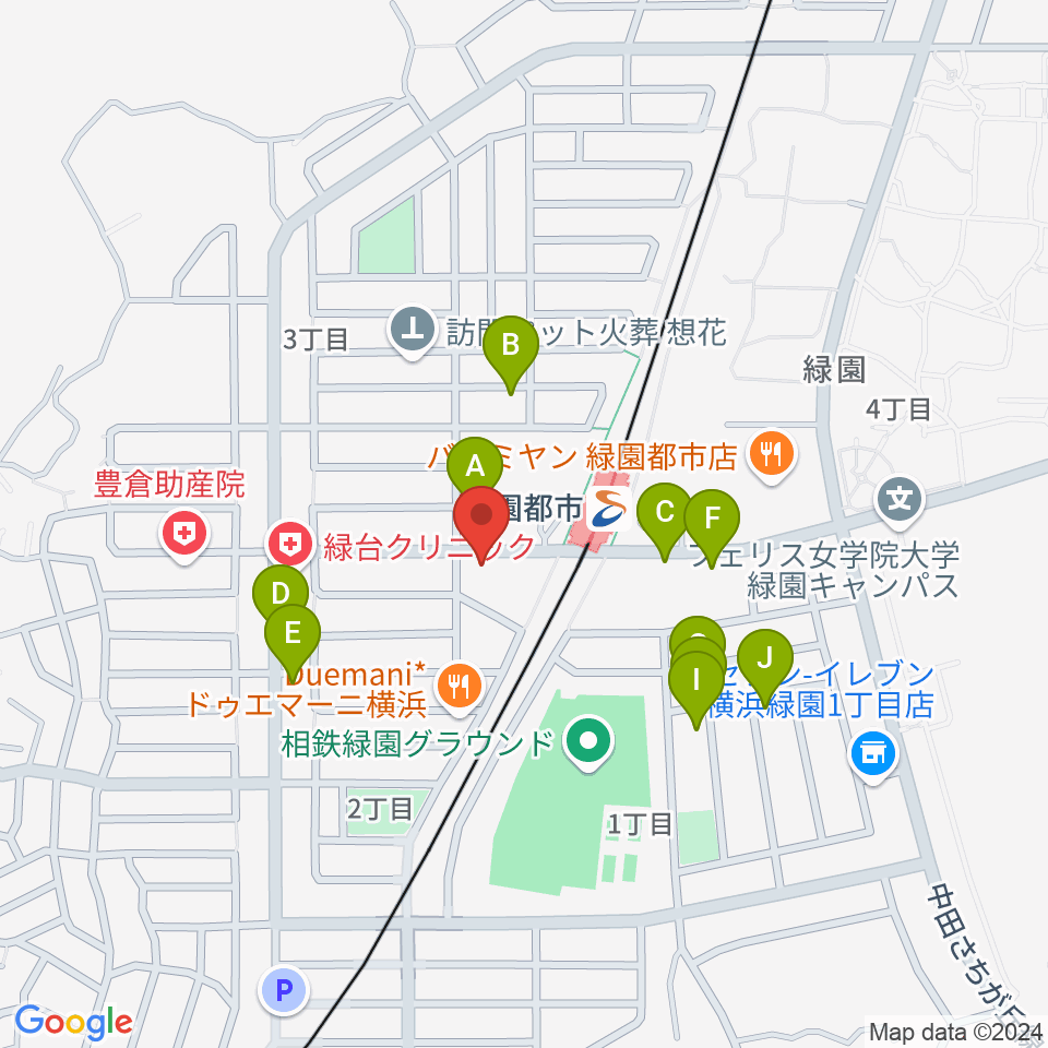 緑園都市センター ヤマハミュージック周辺の駐車場・コインパーキング一覧地図