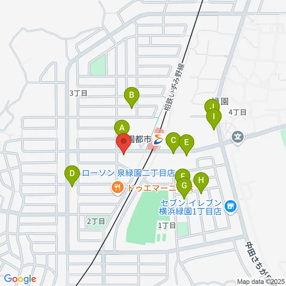 緑園都市センター ヤマハミュージック周辺の駐車場・コインパーキング一覧地図