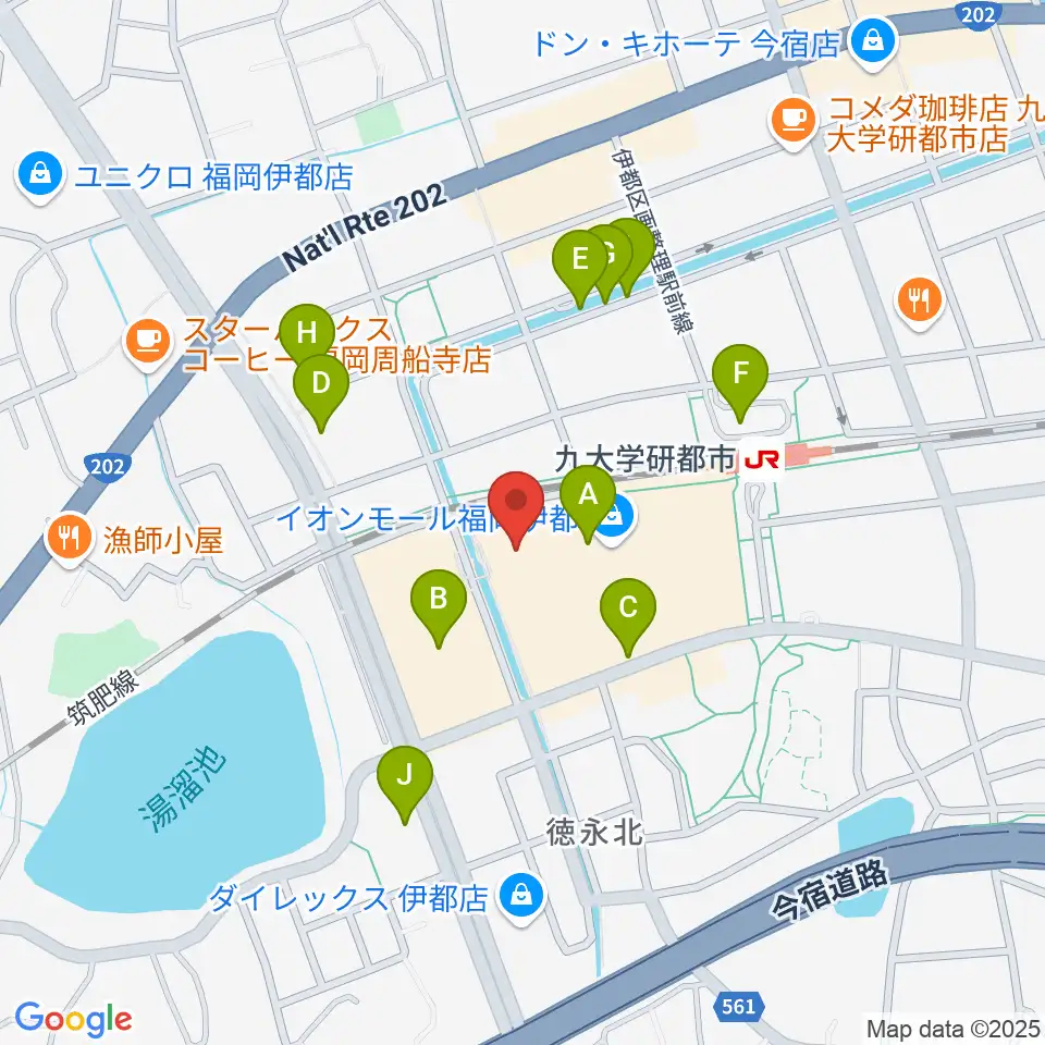ヨシダ楽器イオン福岡伊都店周辺の駐車場・コインパーキング一覧地図