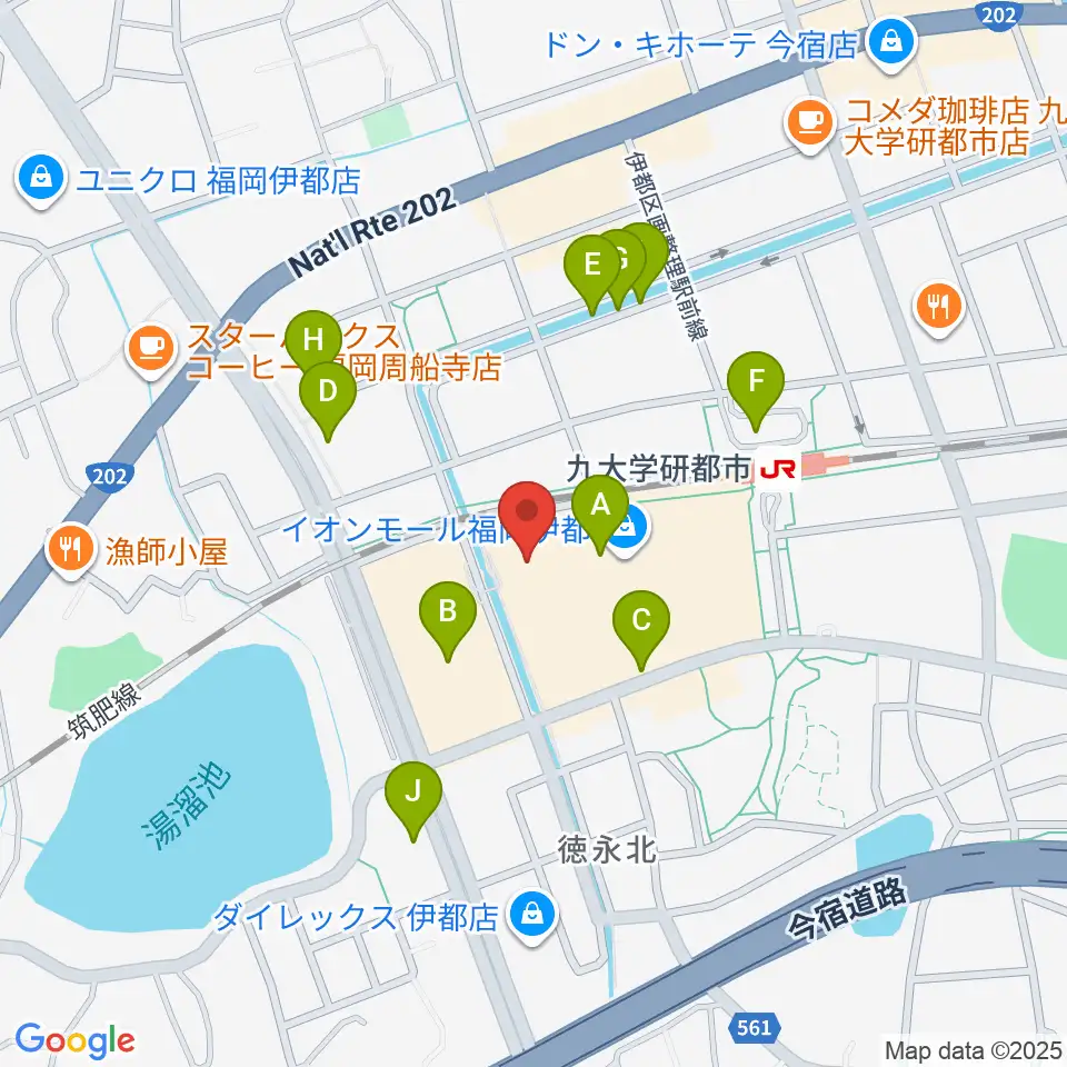 ヨシダ楽器イオン福岡伊都店周辺の駐車場・コインパーキング一覧地図