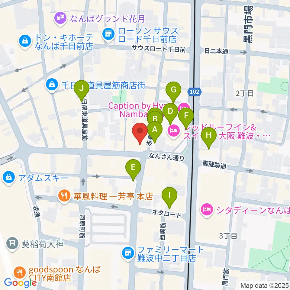 難波の楽器店テイクオフ周辺の駐車場・コインパーキング一覧地図