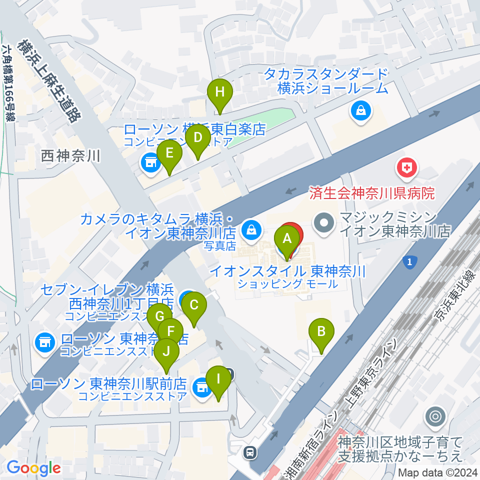 イオン東神奈川センター ヤマハミュージック周辺の駐車場・コインパーキング一覧地図