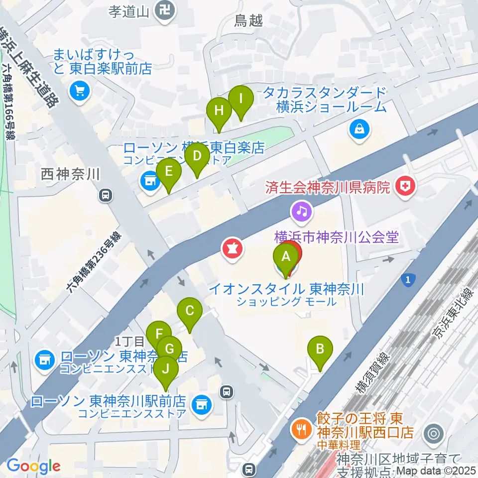 イオン東神奈川センター ヤマハミュージック周辺の駐車場・コインパーキング一覧地図