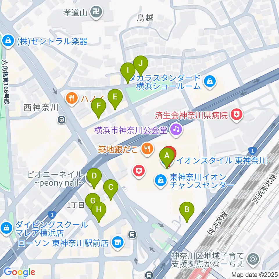 イオン東神奈川センター ヤマハミュージック周辺の駐車場・コインパーキング一覧地図