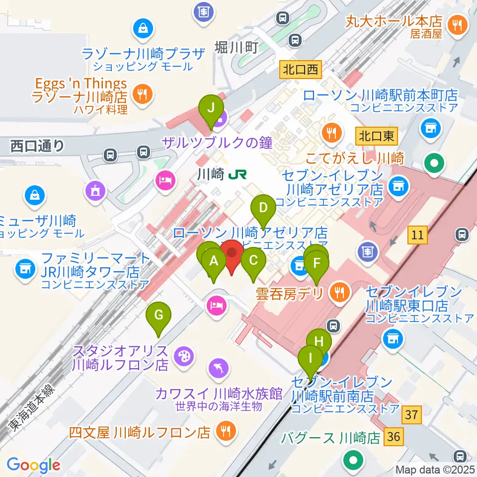 ユニスタイル川崎 ヤマハミュージック周辺の駐車場・コインパーキング一覧地図