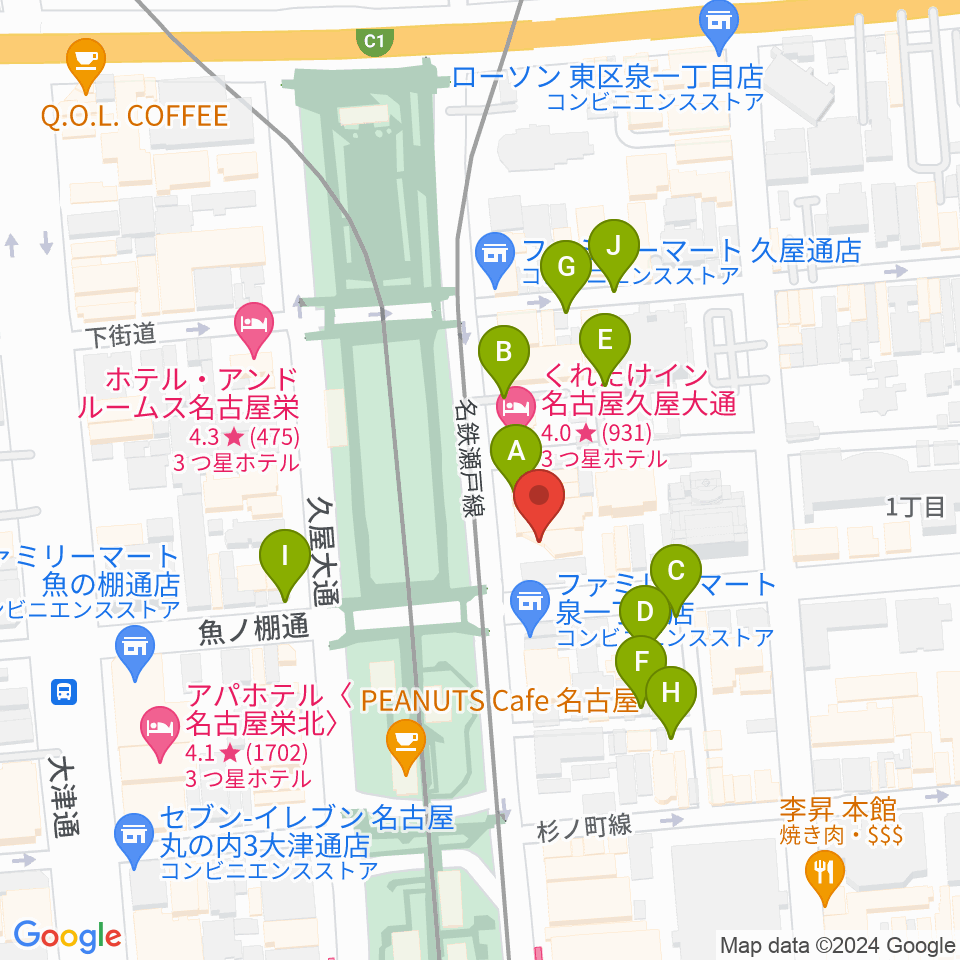 ポエポエ名古屋周辺の駐車場・コインパーキング一覧地図