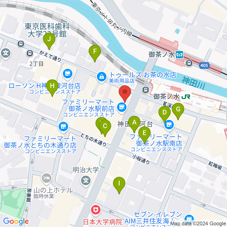 ギタープラネット エレキ本館周辺の駐車場・コインパーキング一覧地図