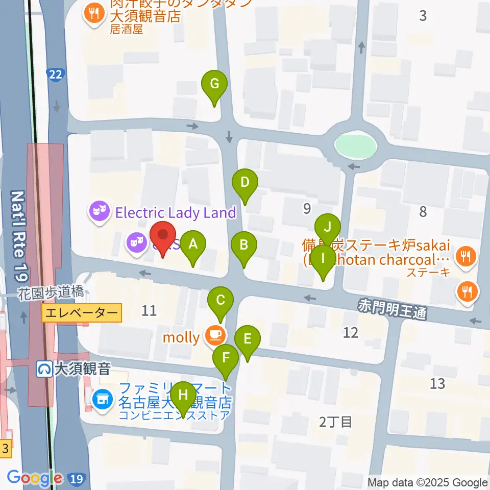 ギター&ベーステックGRACIAS周辺の駐車場・コインパーキング一覧地図