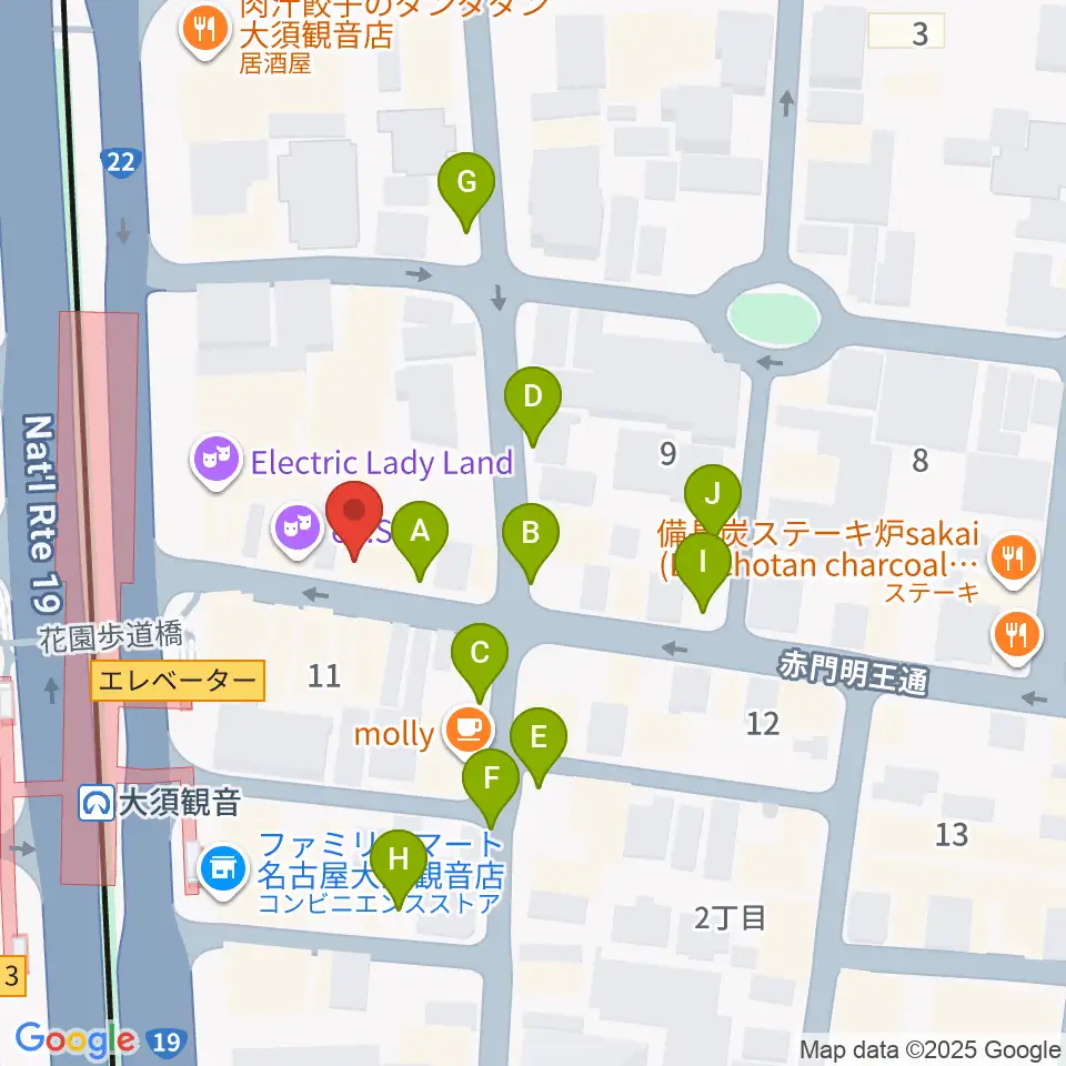 ギター&ベーステックGRACIAS周辺の駐車場・コインパーキング一覧地図