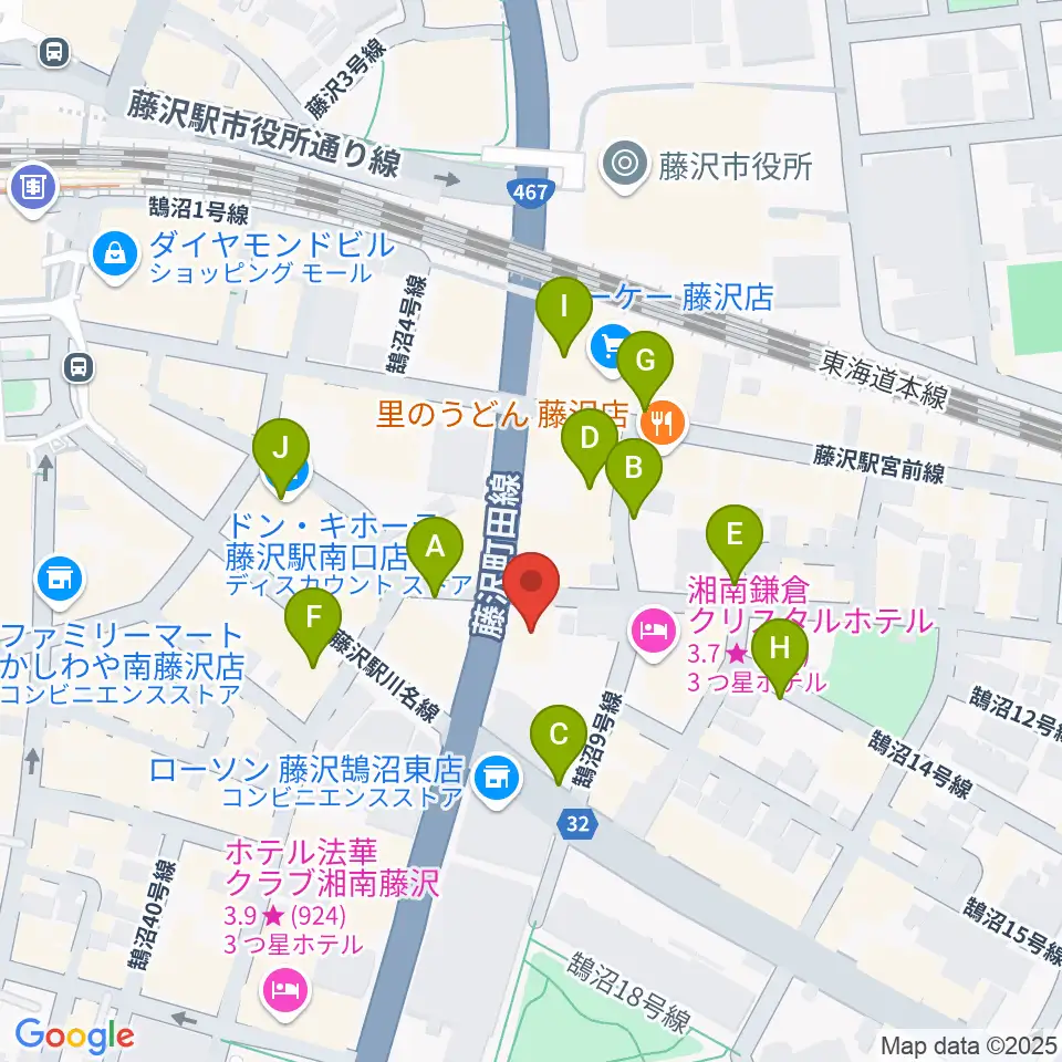 ミュージックアベニュー藤沢 ヤマハミュージック周辺の駐車場・コインパーキング一覧地図